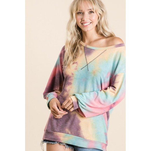 BiBi Tops - BiBi Tie Dye Pullover Top
